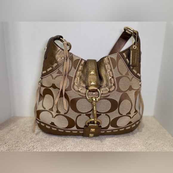 Coach Handbags - Coach Studded Hampton Signature Hobo Shoulder Bag
